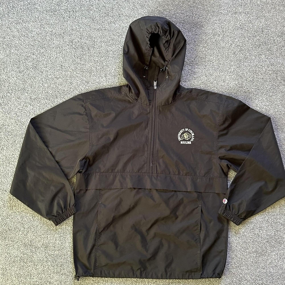 Colorado Buffaloes Jacket Mens Small Black NCAA Football Pullover Hooded Anorak